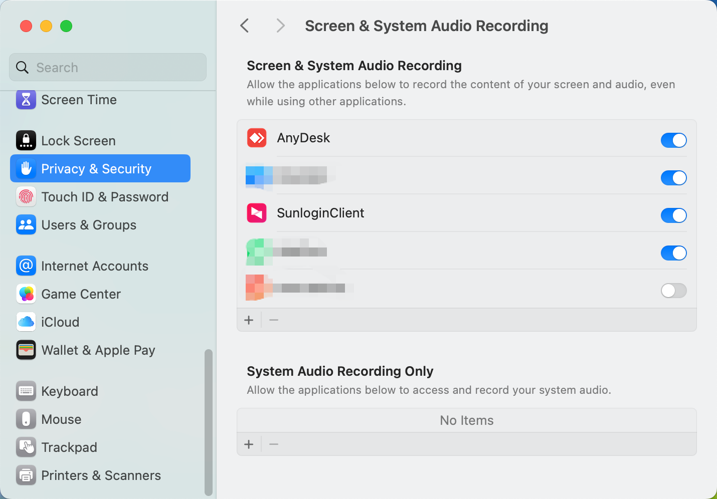 macOS Screen Recording Permissions